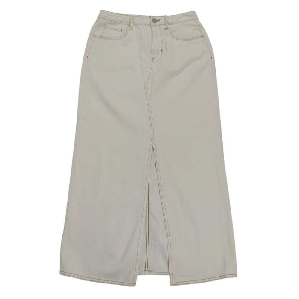 High-Waisted White Denim Maxi Skirt With Front Slit Size 26 Blank NYC . NWT